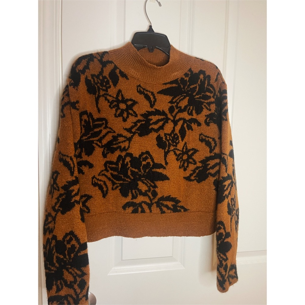 Top Shop Floral Jacquard Sweater In Brown